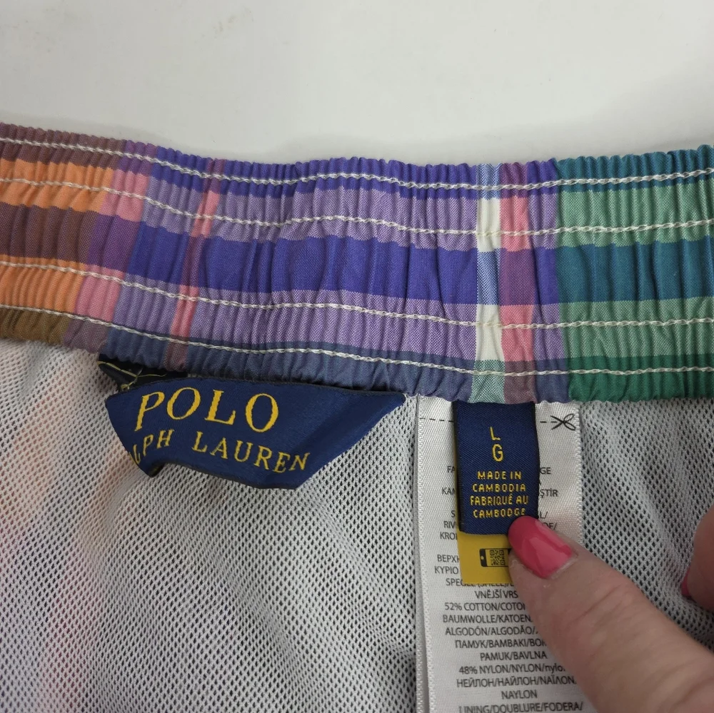 Ralph Lauren Men's Classic Plaid Swim Trunks Size Large